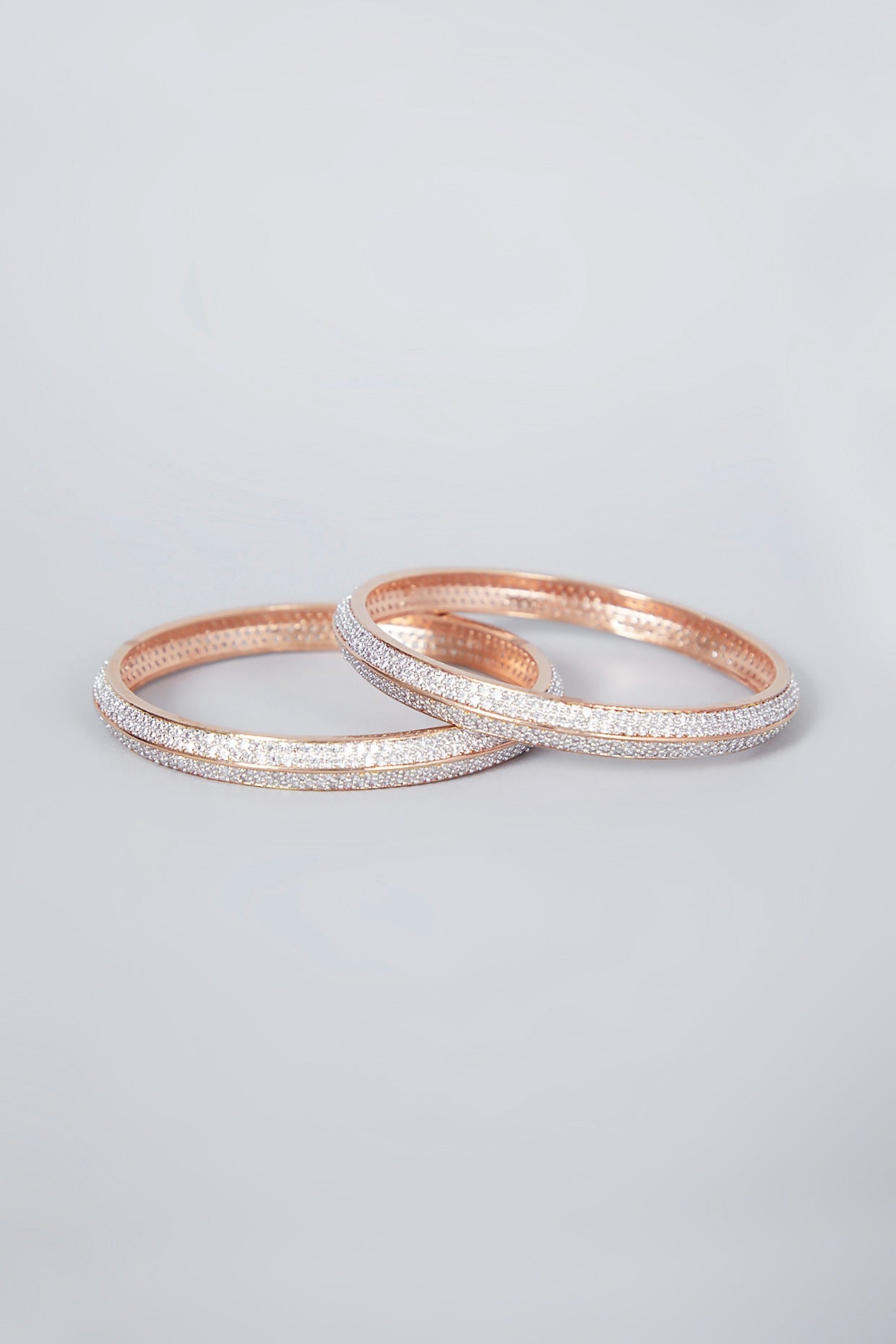 Rose Gold Finish Diamond Bangles (Set of 2)