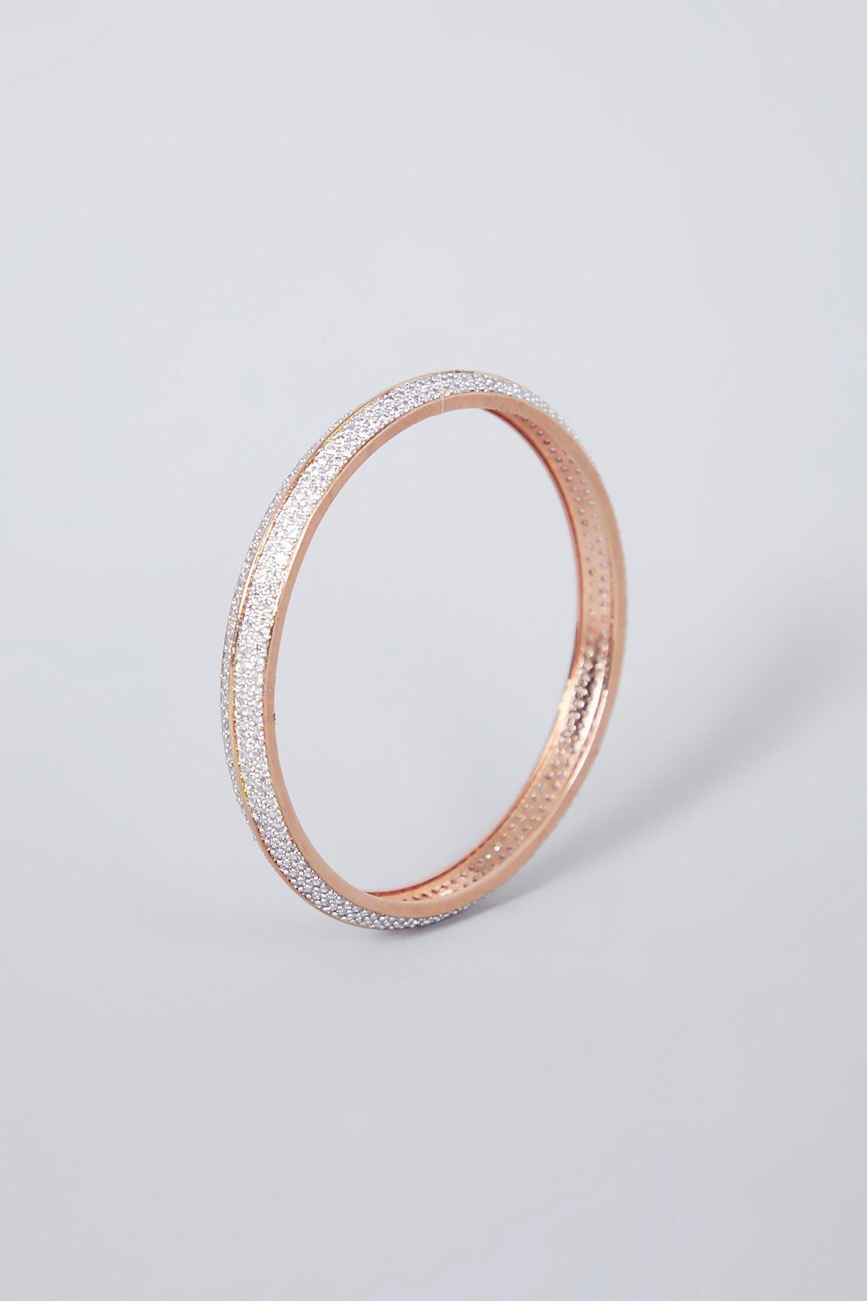 Rose Gold Finish Diamond Bangles (Set of 2)