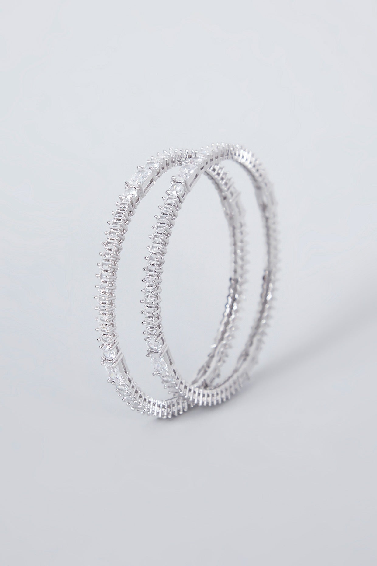 White Finish Diamond Bangles (Set of 4)