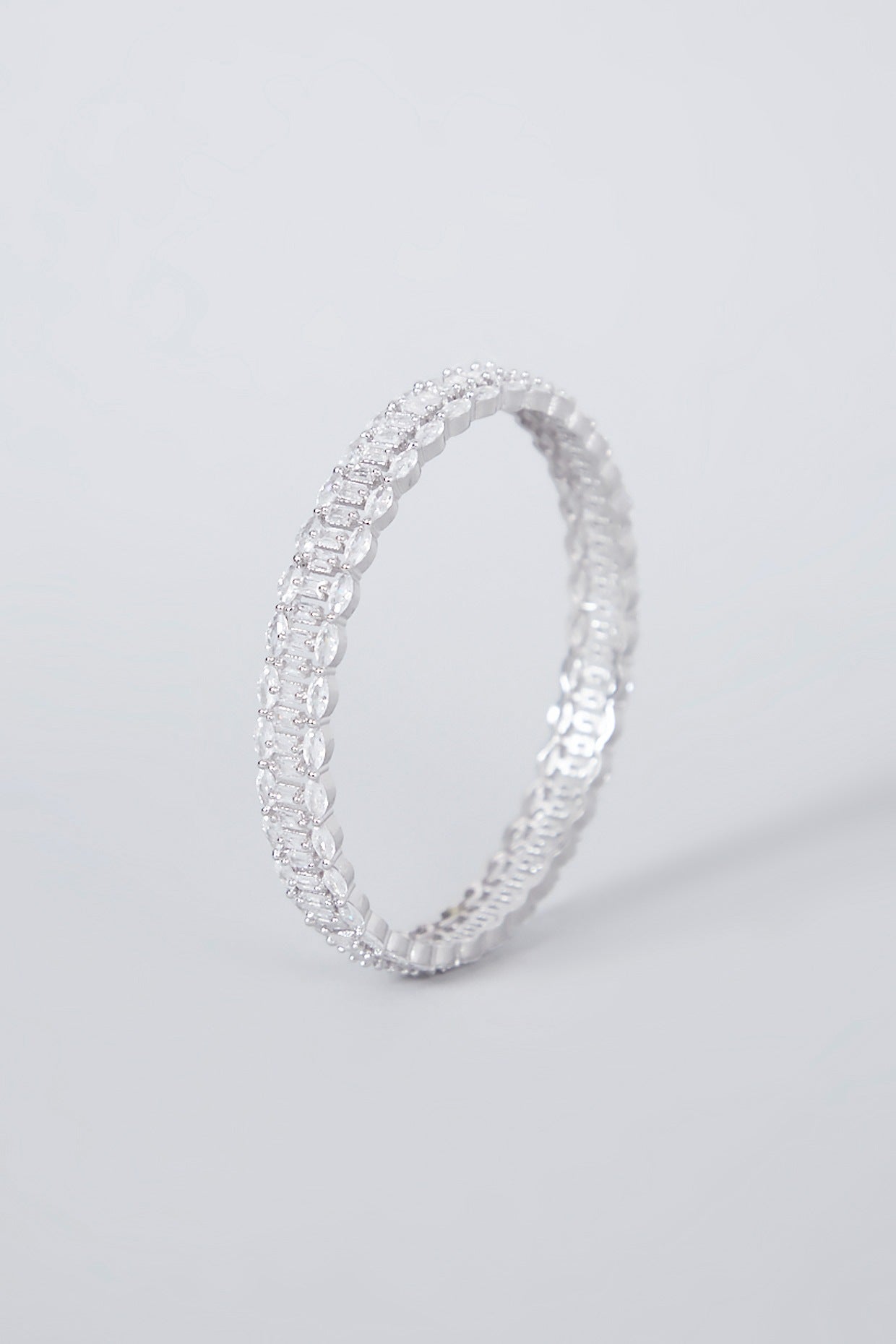 White Finish Diamond Bangles (Set Of 2)