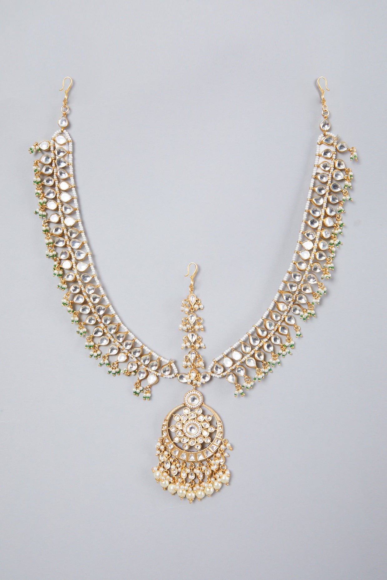 Gold Plated Kundan Polki & Pearl Matha Patti