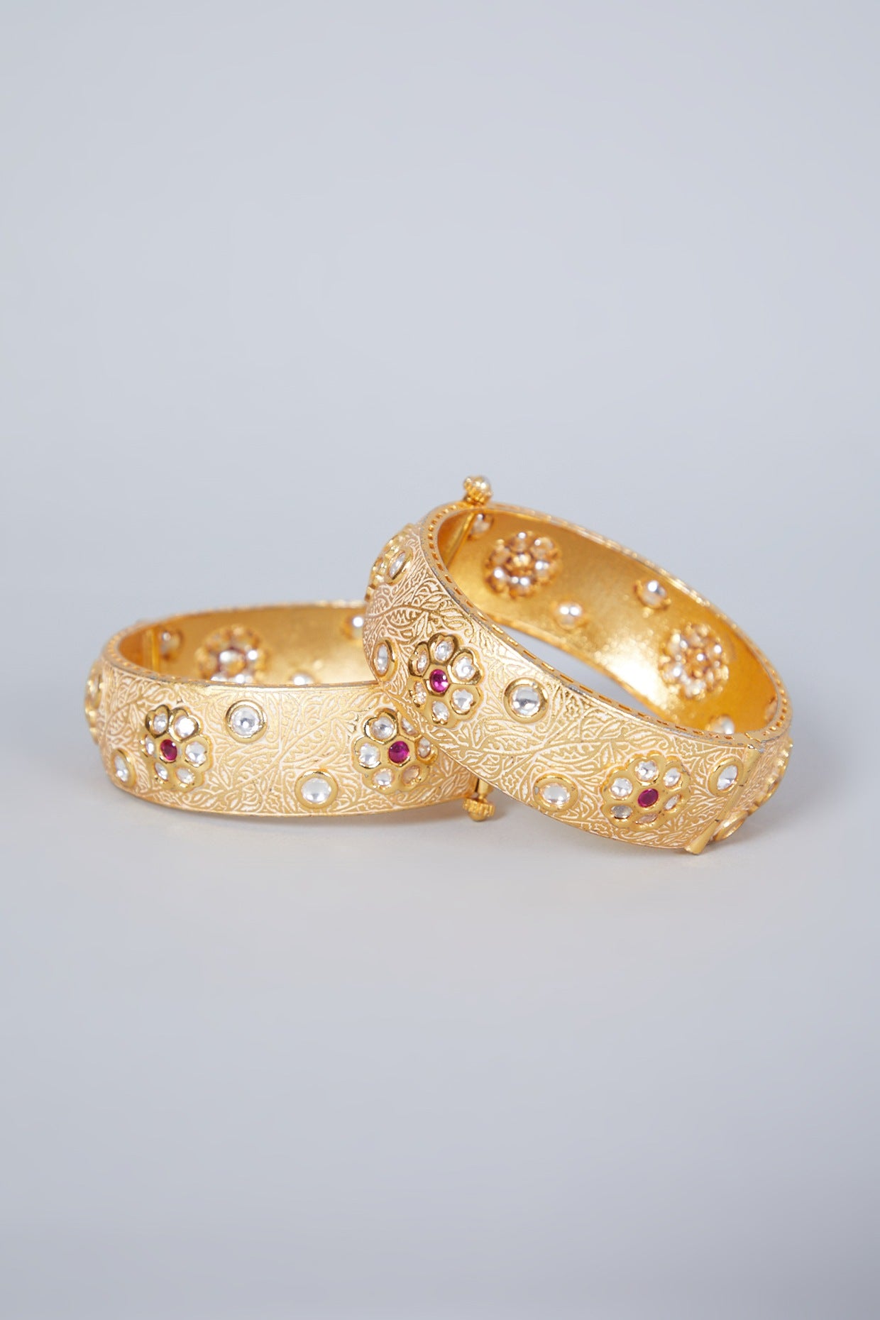 Gold Plated Kundan Polki & Pearl Kadas