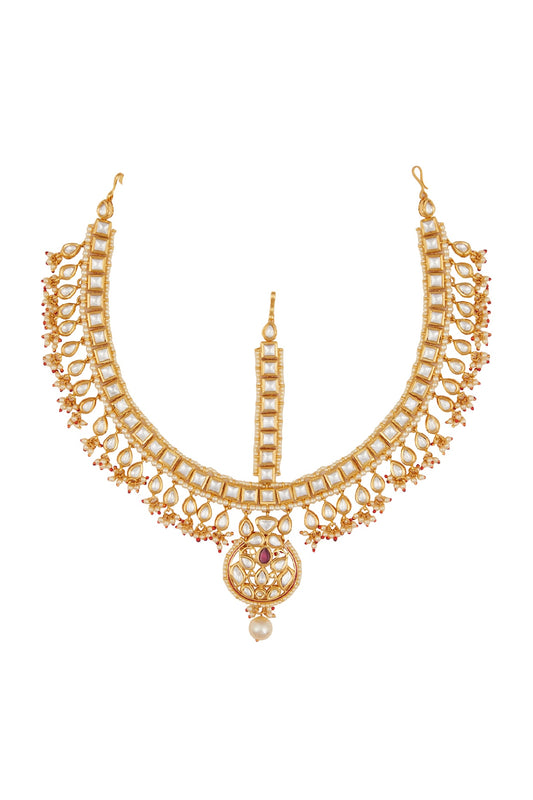 Gold Plated Kundan Polki Mathapatti