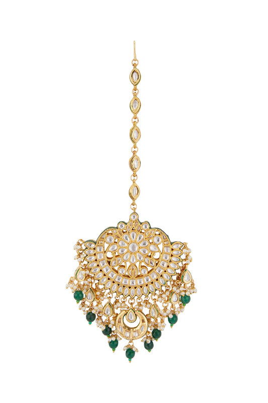 Gold Plated Kundan Polki Maang Tikka