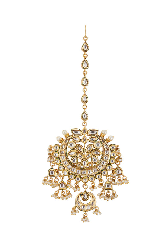 Gold Plated Kundan Polki Maang Tikka