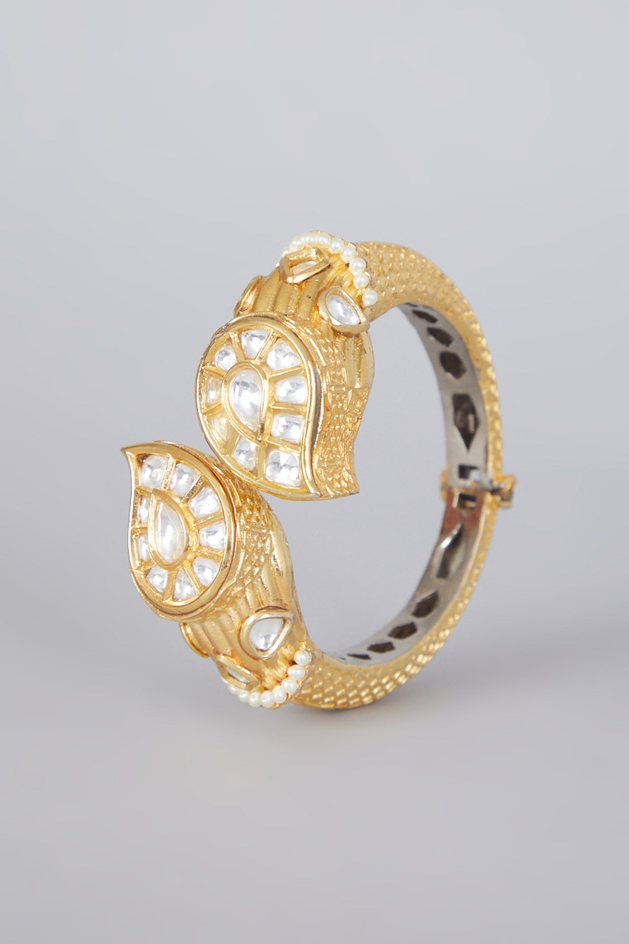 Gold Plated Kundan Polki Cuff