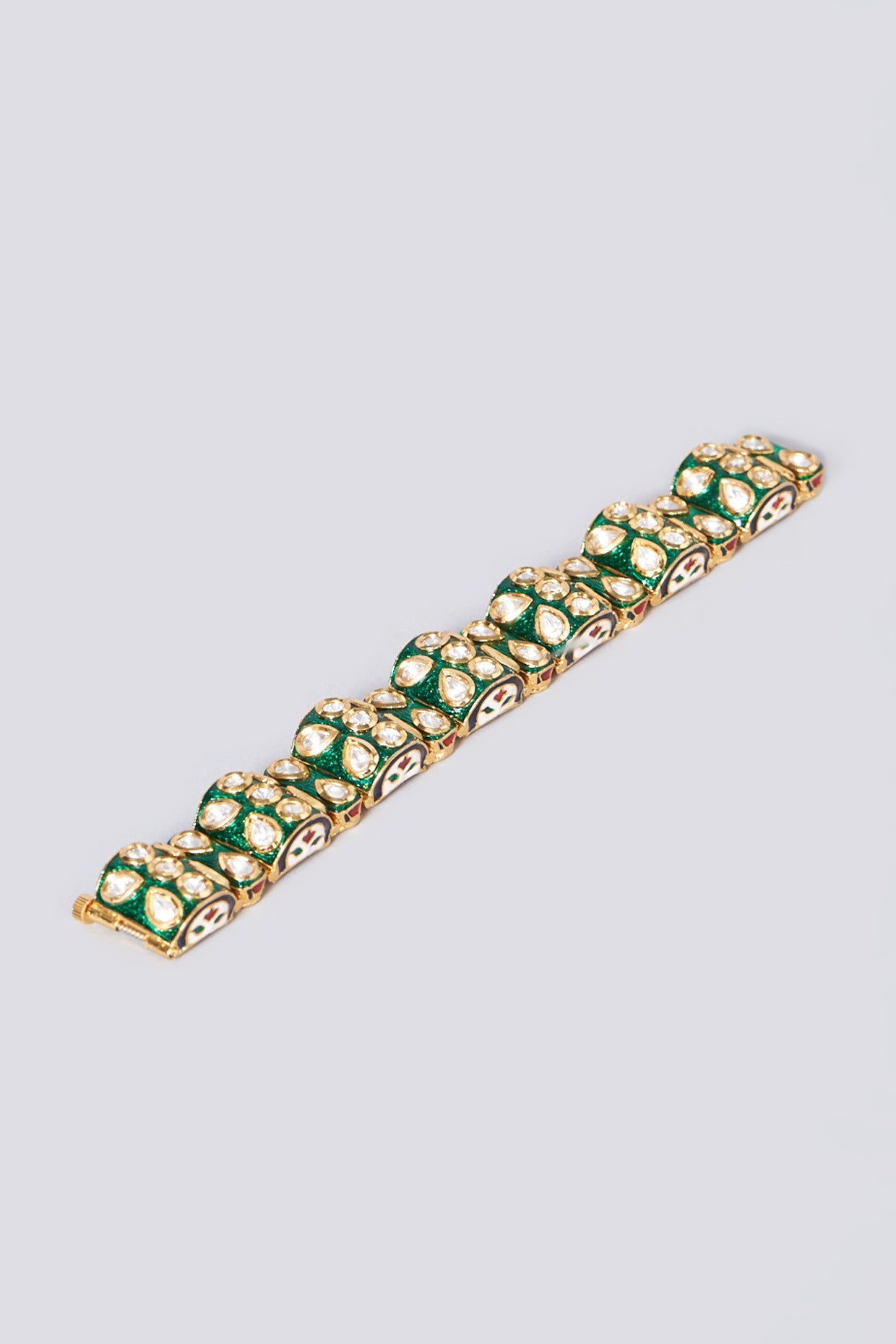 Gold Plated Kundan Polki Meenakari Openable Kada