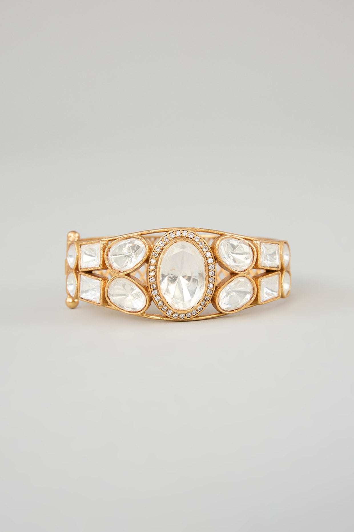 Gold Finish Moissanite Kada