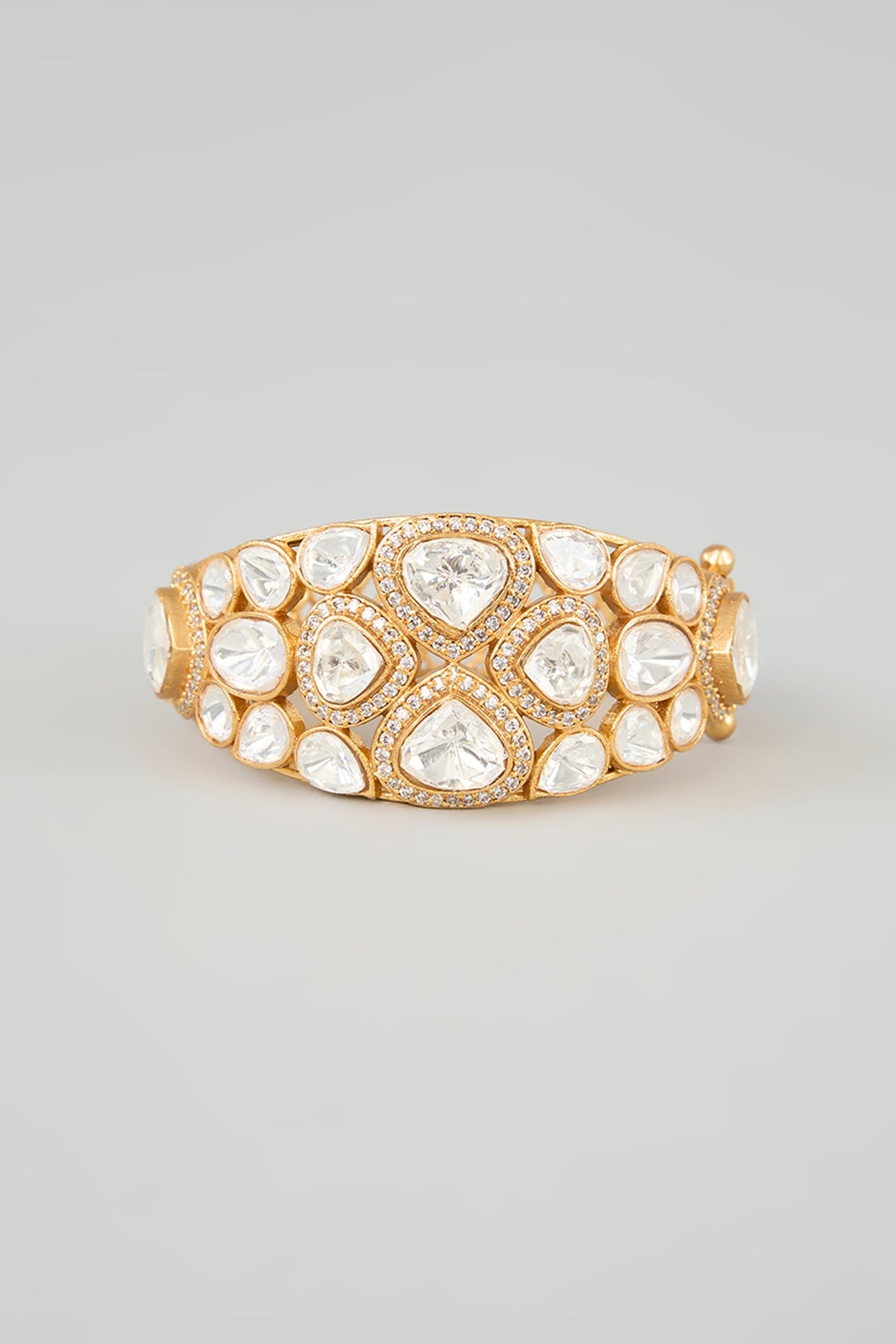 Gold Finish Moissanite Kada