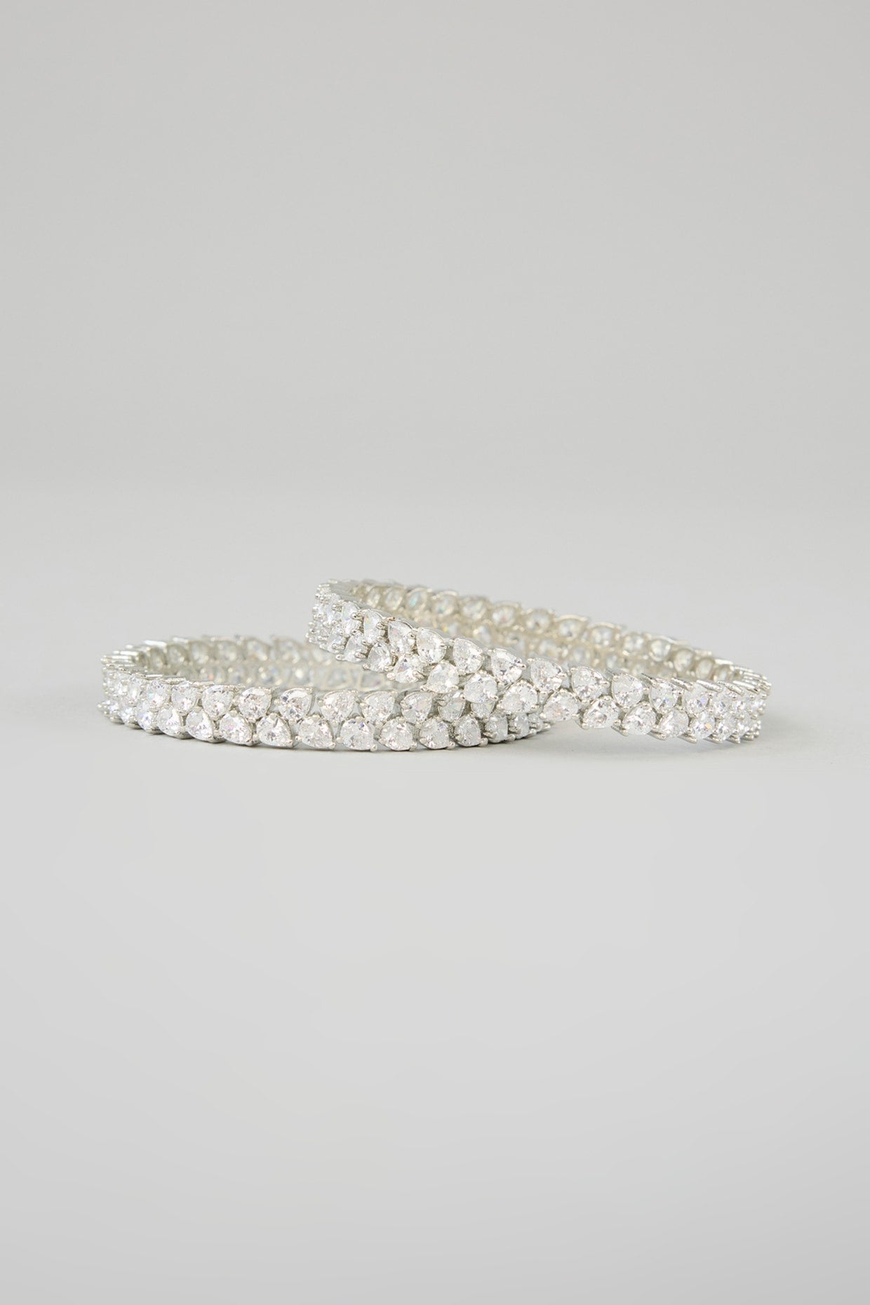 White Finish Diamond Bangles (Set of 2)