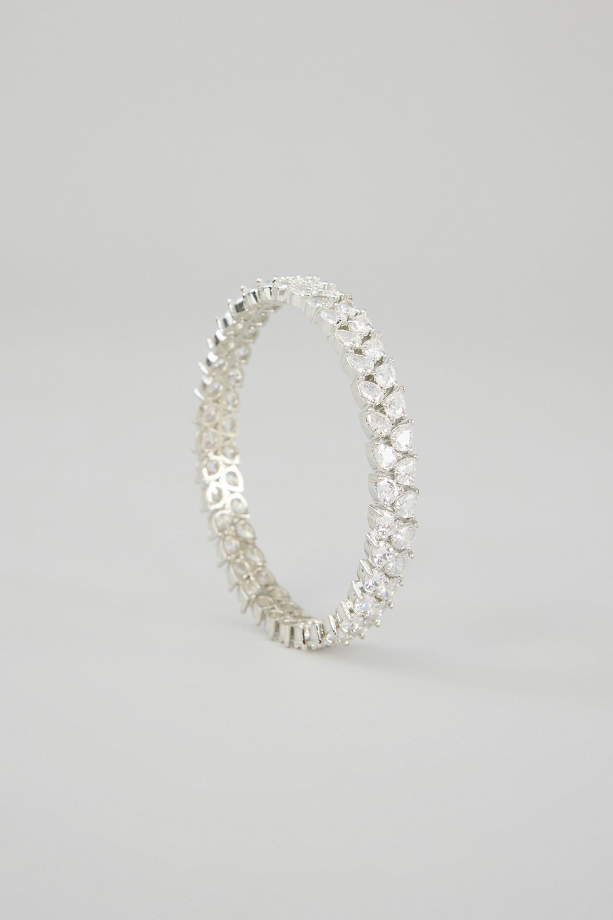 White Finish Diamond Bangles (Set of 2)