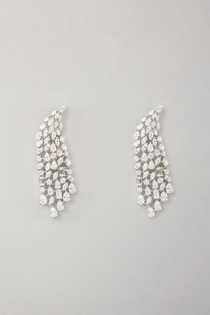 White Finish Diamond Dangler Earrings