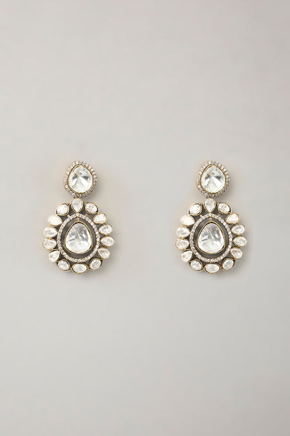 White Finish Kundan Polki Necklace Set