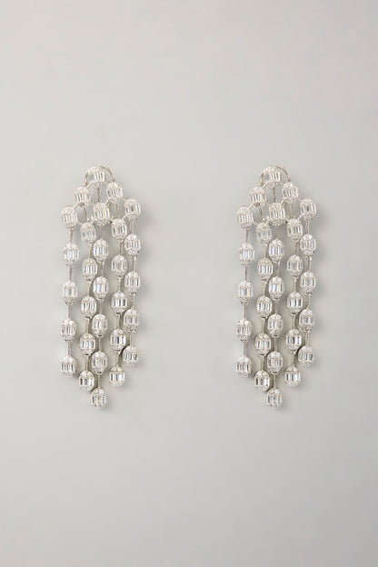 White Finish Diamond Dangler Earrings