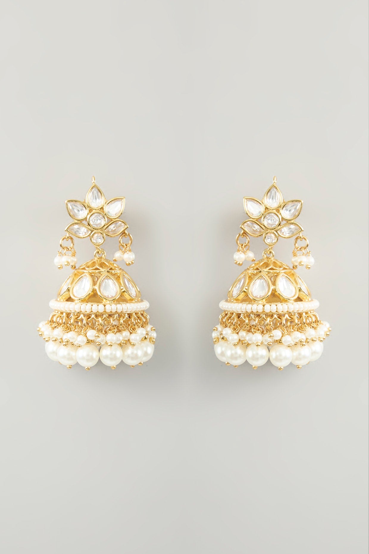 Gold Finish Kundan Polki & Pearl Necklace Set