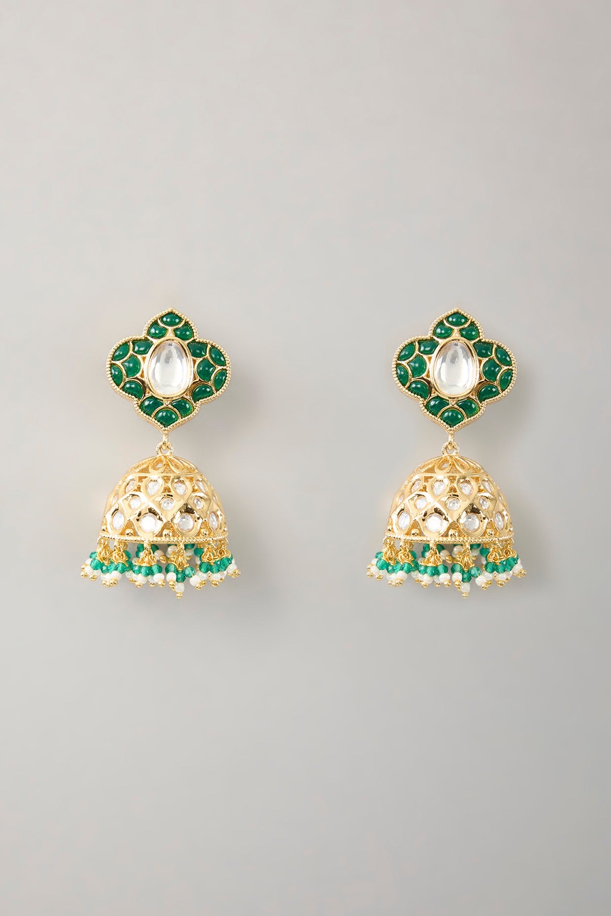 Gold Plated Kundan Polki & Pearl Choker Necklace Set