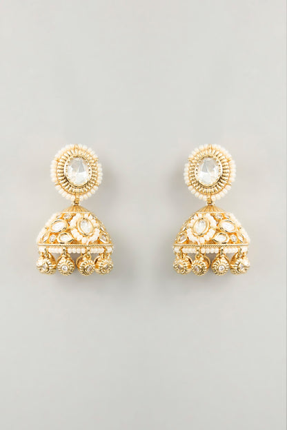 Gold Finish Kundan Polki Necklace Set