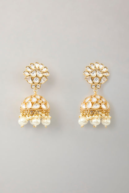 Gold Plated Kundan Polki & Pearl Choker Necklace Set