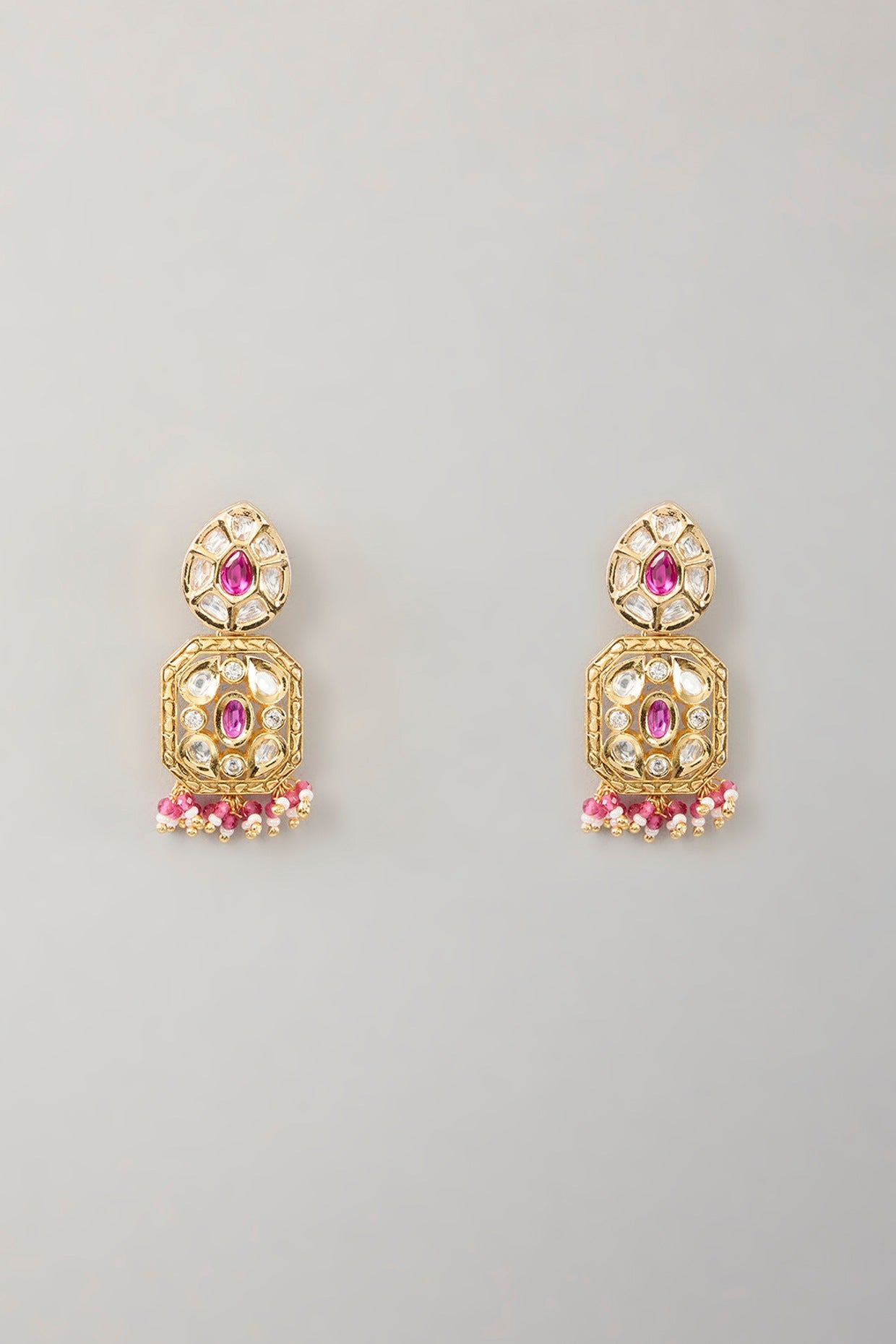 Gold Plated Kundan Polki & Pink Stone Choker Necklace Set