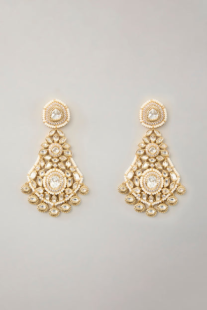 Gold Finish Kundan Polki Necklace Set
