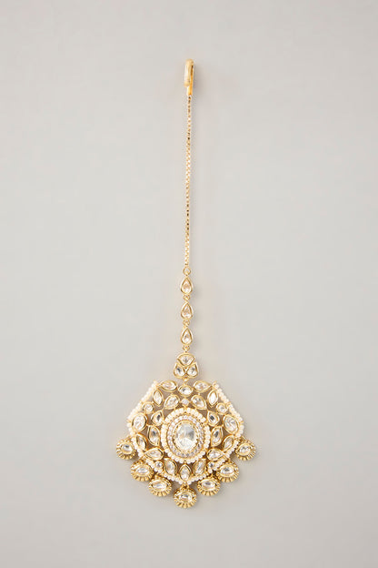 Gold Finish Kundan Polki Necklace Set