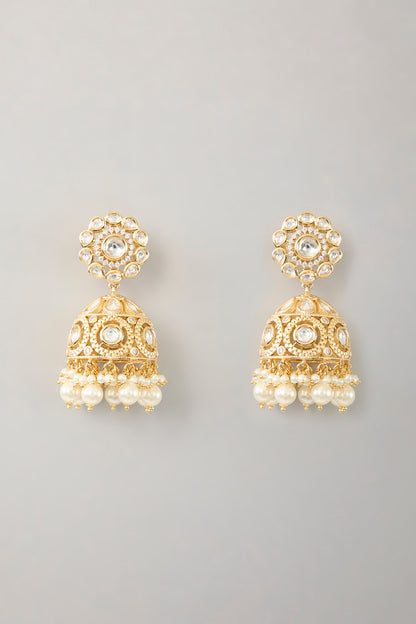 Gold Plated Kundan Polki & Pearl Choker Necklace Set