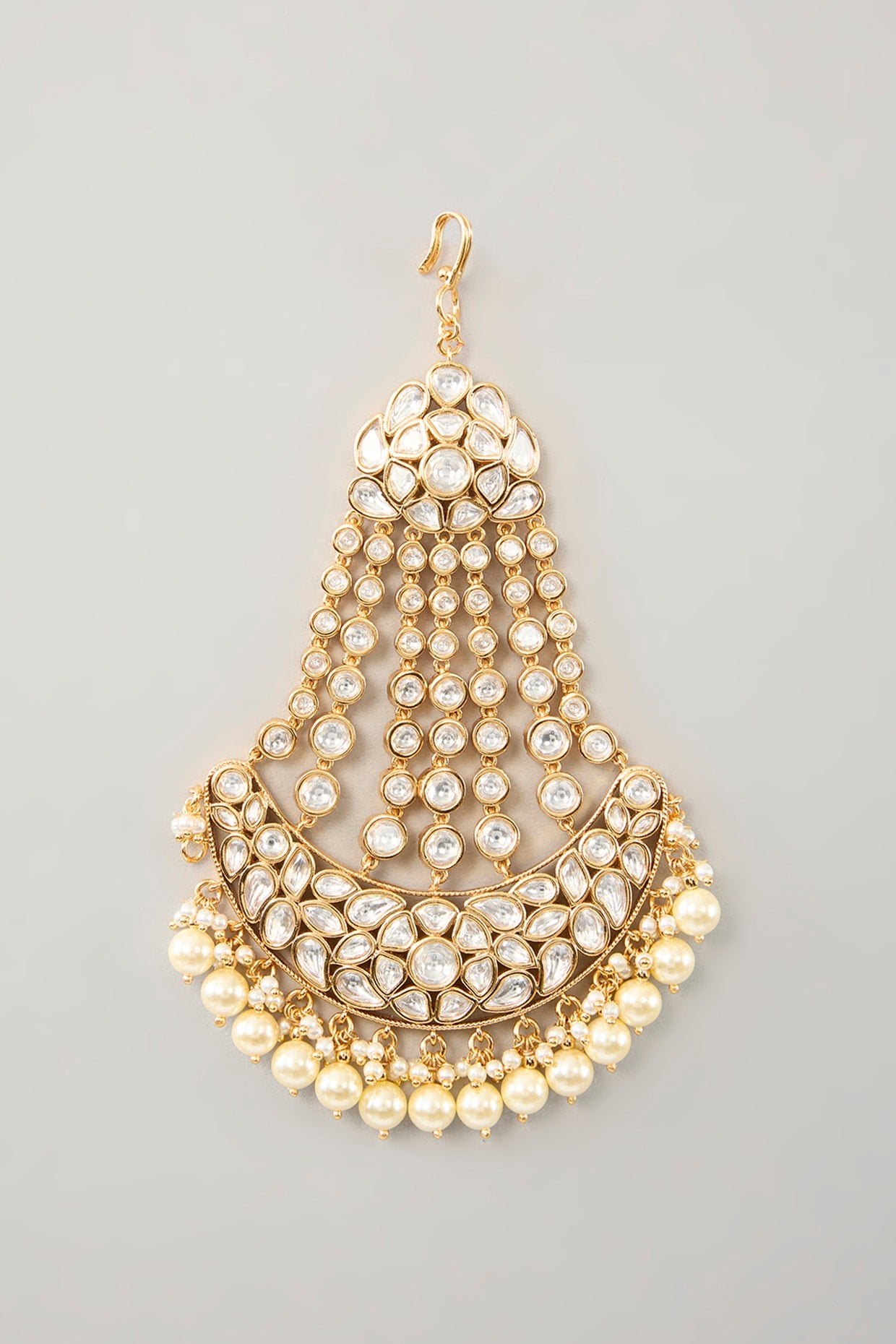 Gold Finish Kundan Polki & Pearl Pasa