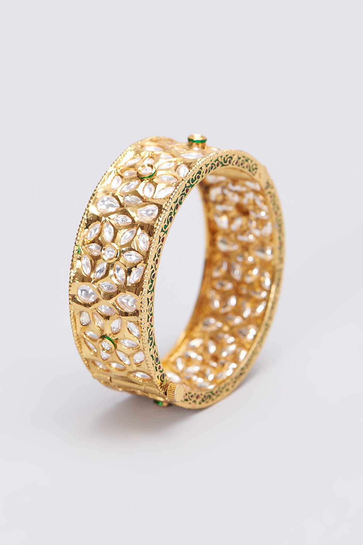 Gold Finish Kundan Polki Kada