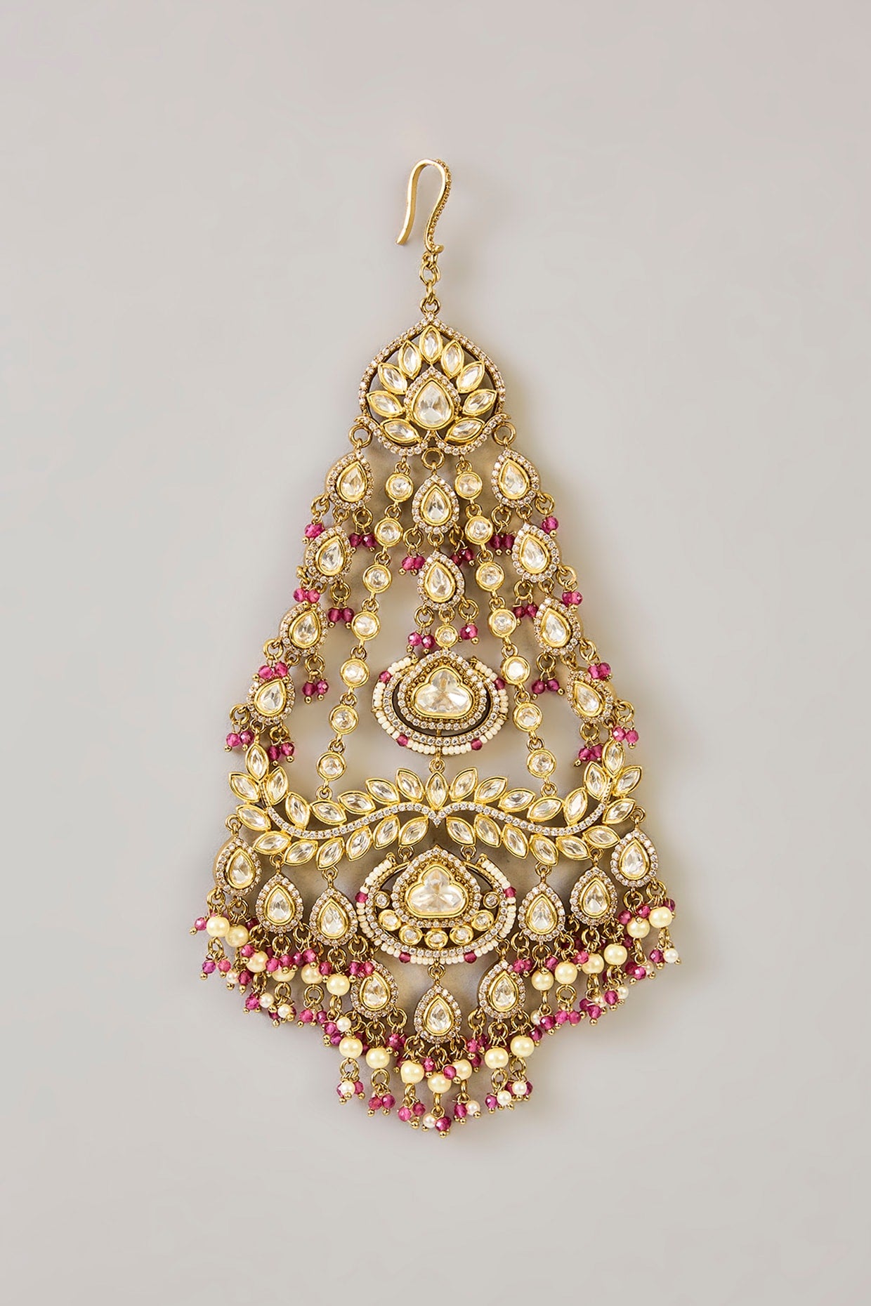 Two-Tone Finish Kundan Polki & Red Pearl Pasa