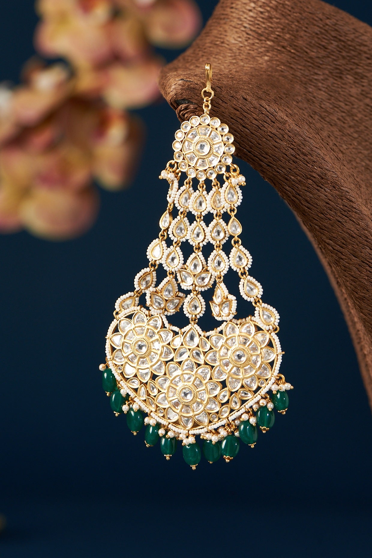 Gold Finish Kundan & Emerald Pasa