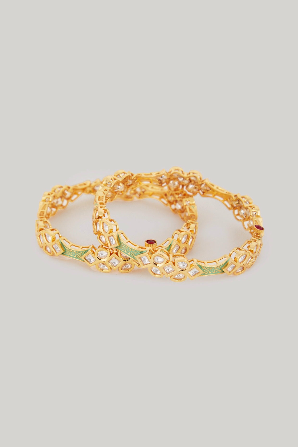 Gold Plated Kundan Polki Bangles (Set Of 2)