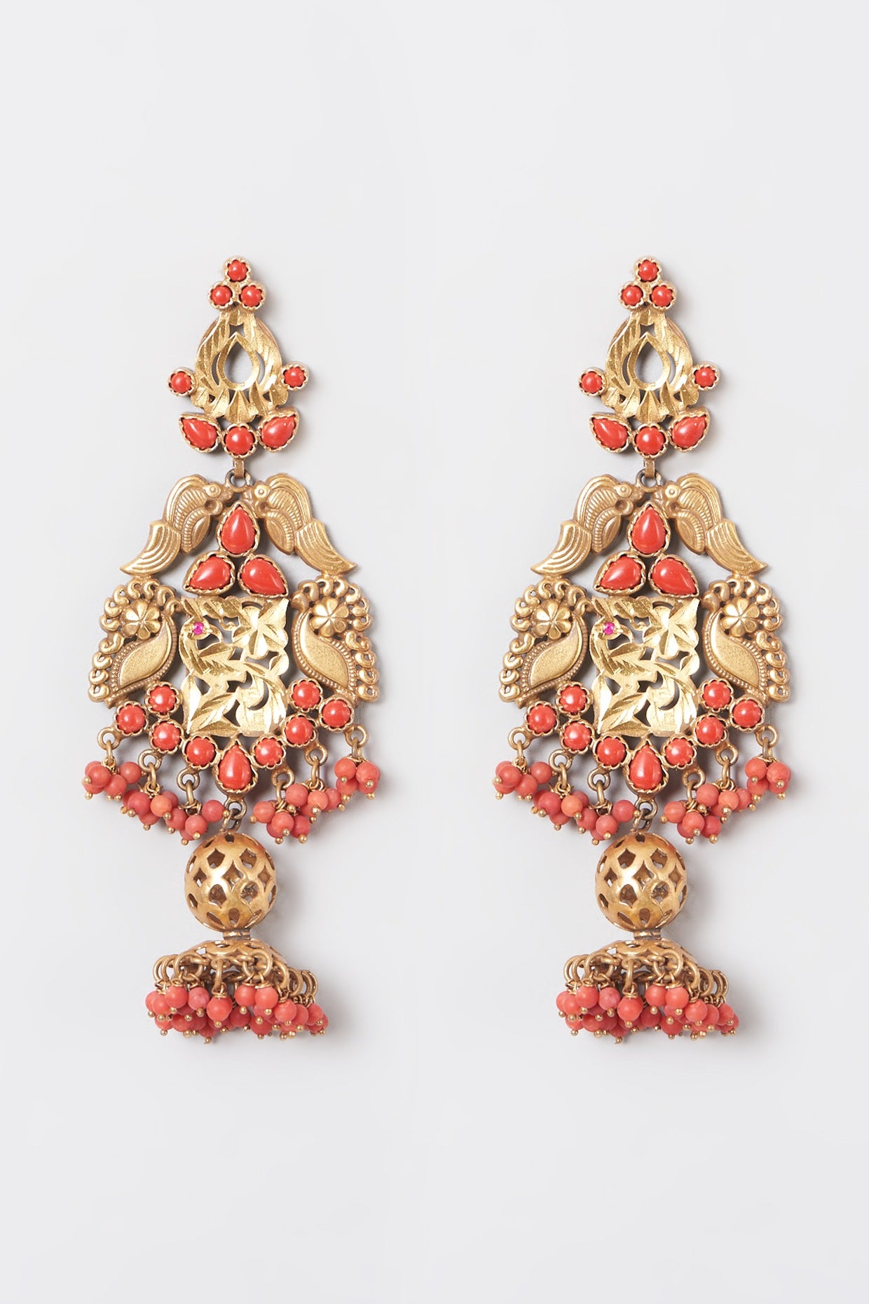 Gold Finish Kundan Polki Dangler Earrings In 92.5 Sterling Silver