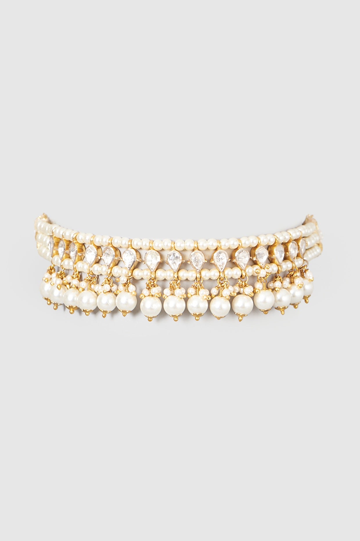 Gold Finish Pearl & Diamond Bracelet In 92.5 Sterling Silver