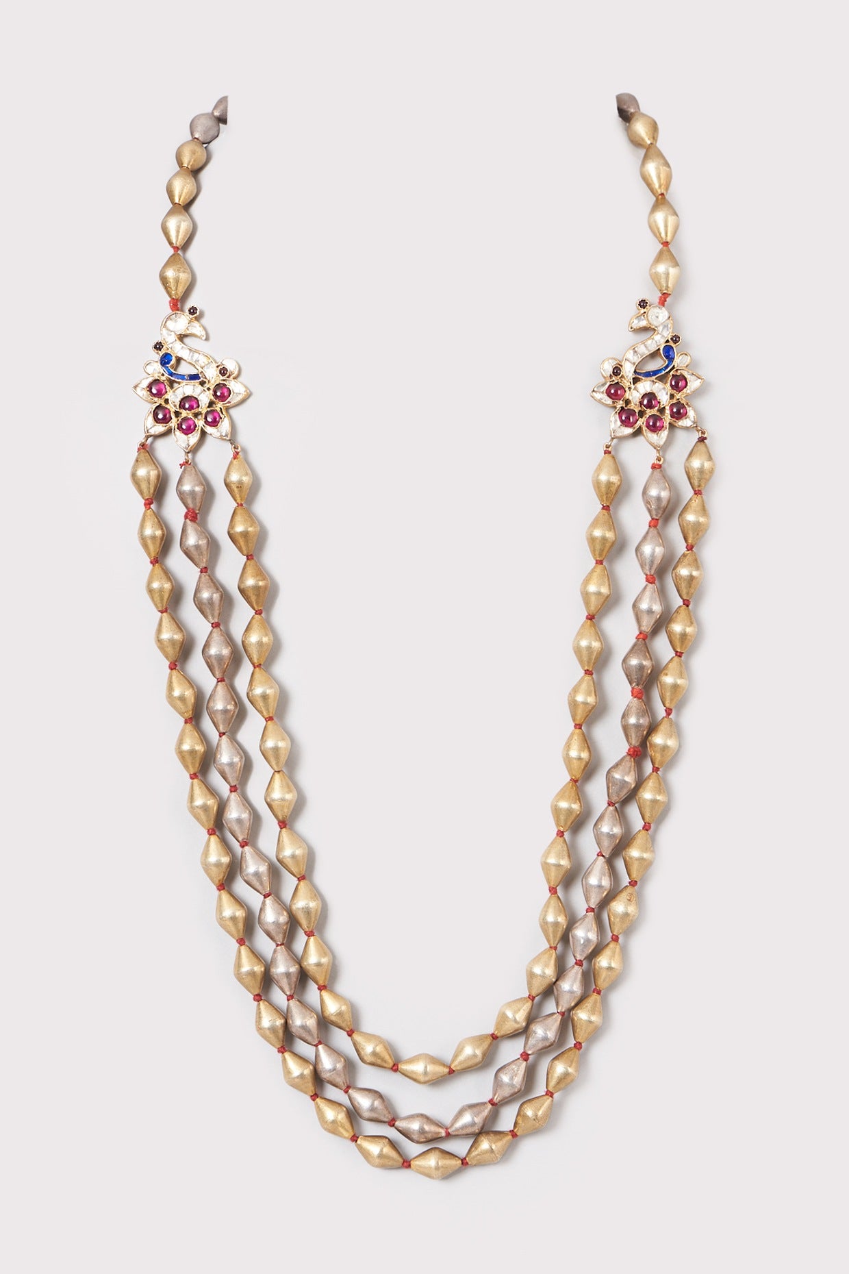 Gold Plated Beaded Necklace In 92.5 Sterling Silver