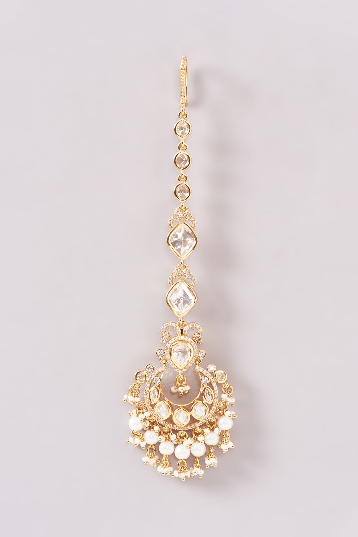 Gold Finish Kundan Polki & Pearl Necklace Set