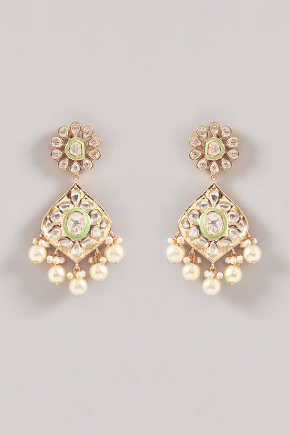 Gold Finish Kundan Polki Necklace Set