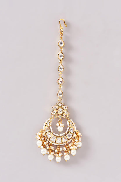 Gold Plated Kundan Polki & Pearl Choker Necklace Set