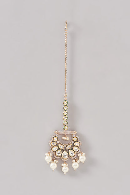 Gold Finish Kundan Polki Necklace Set