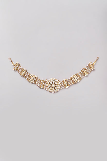 Gold Finish Kundan Polki Mathapatti