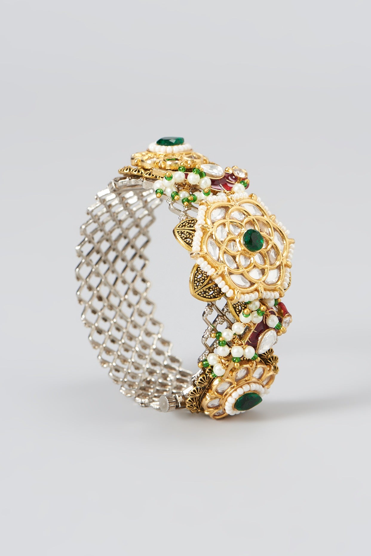 Gold Plated Kundan Polki Bracelet