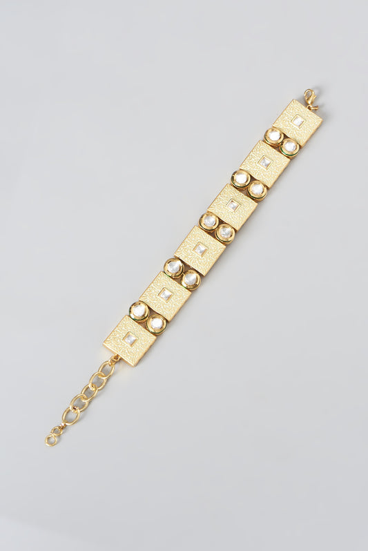 Gold Plated Kundan Polki Bracelet