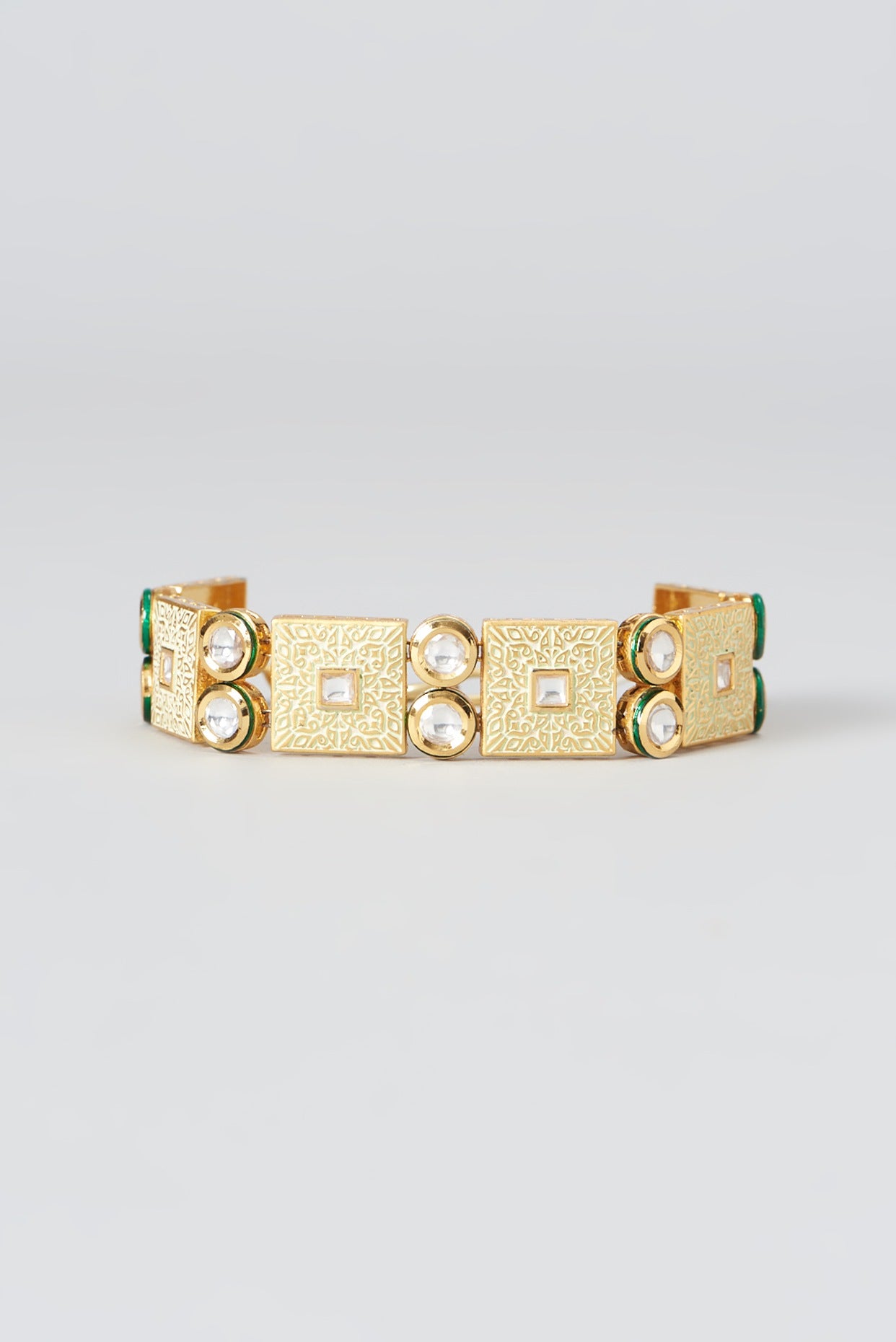 Gold Plated Kundan Polki Bracelet