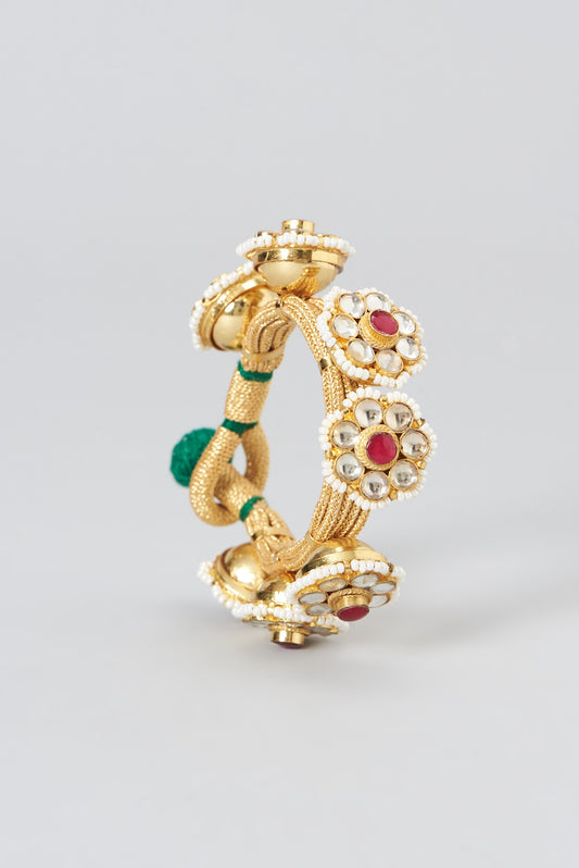 Gold Plated Kundan Polki Bracelet