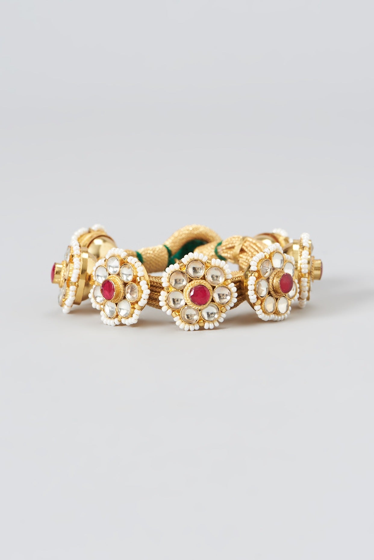 Gold Plated Kundan Polki Bracelet