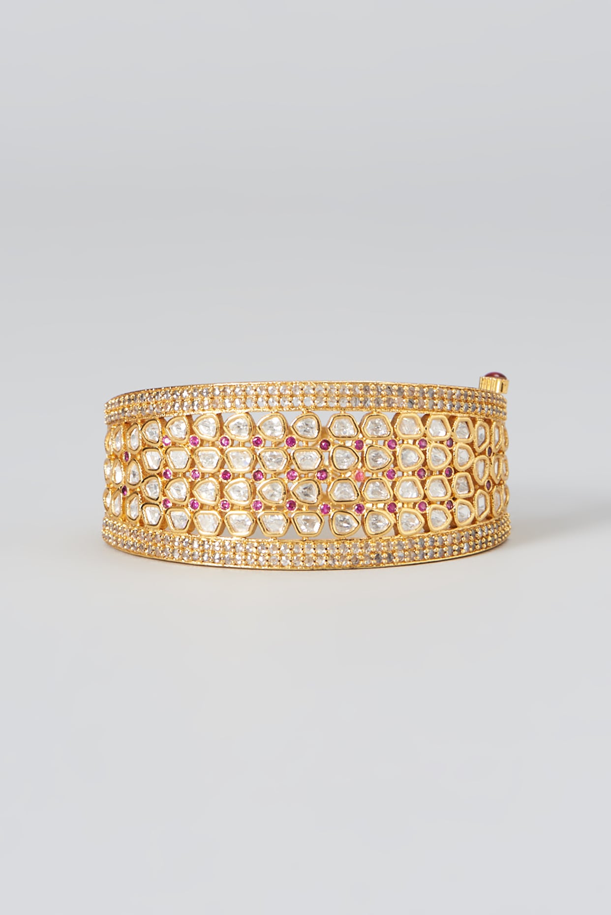 Gold Plated Kundan Polki Bracelet