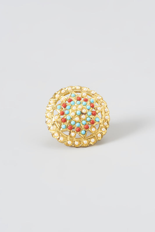 Gold Finish Kundan Ring