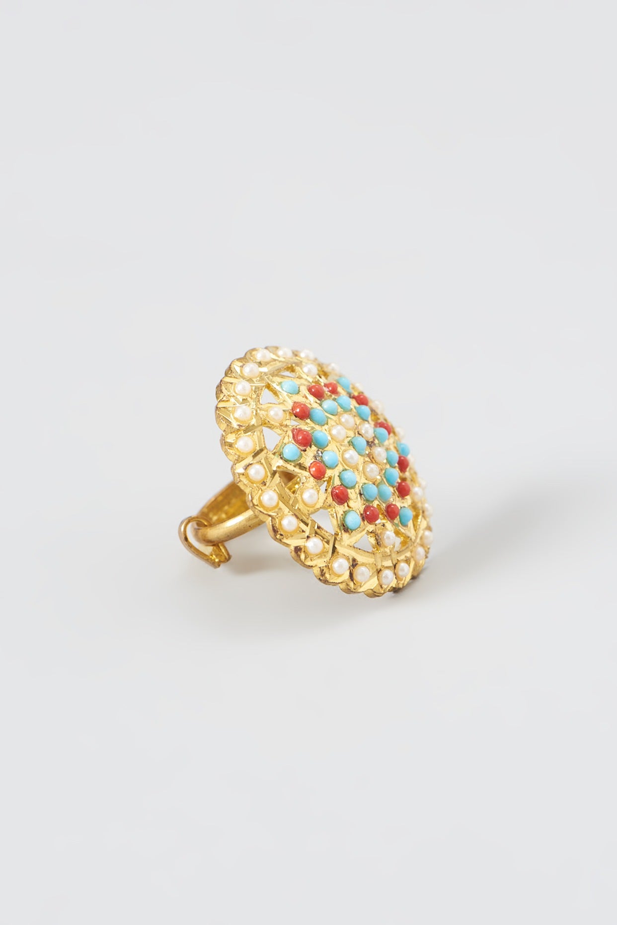 Gold Finish Kundan Ring