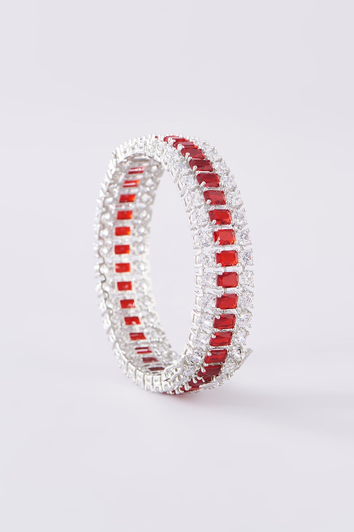 White Finish Zircon Bangles (Set Of 2)