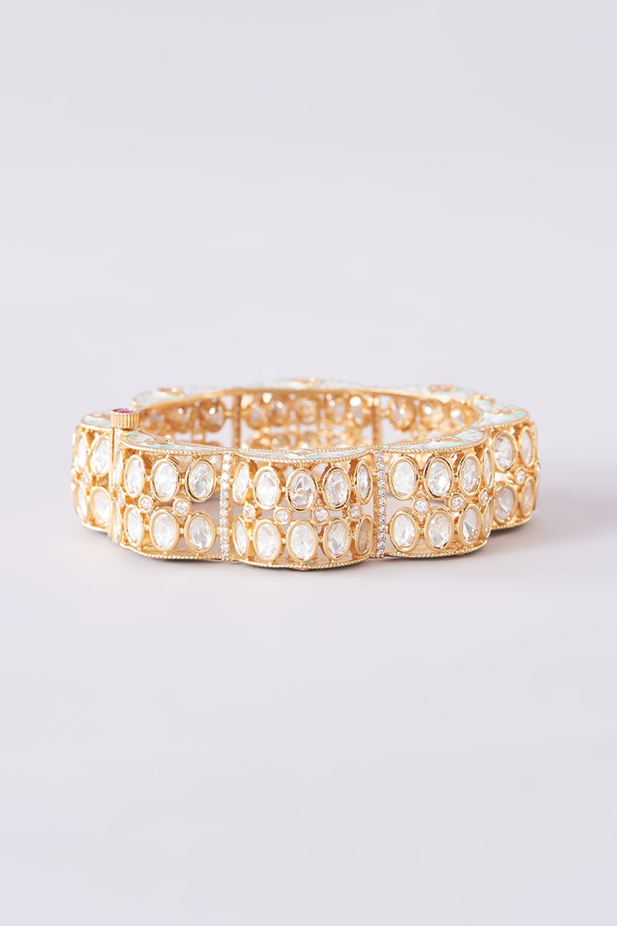 Gold Plated Kundan Polki Meenakari Bangle