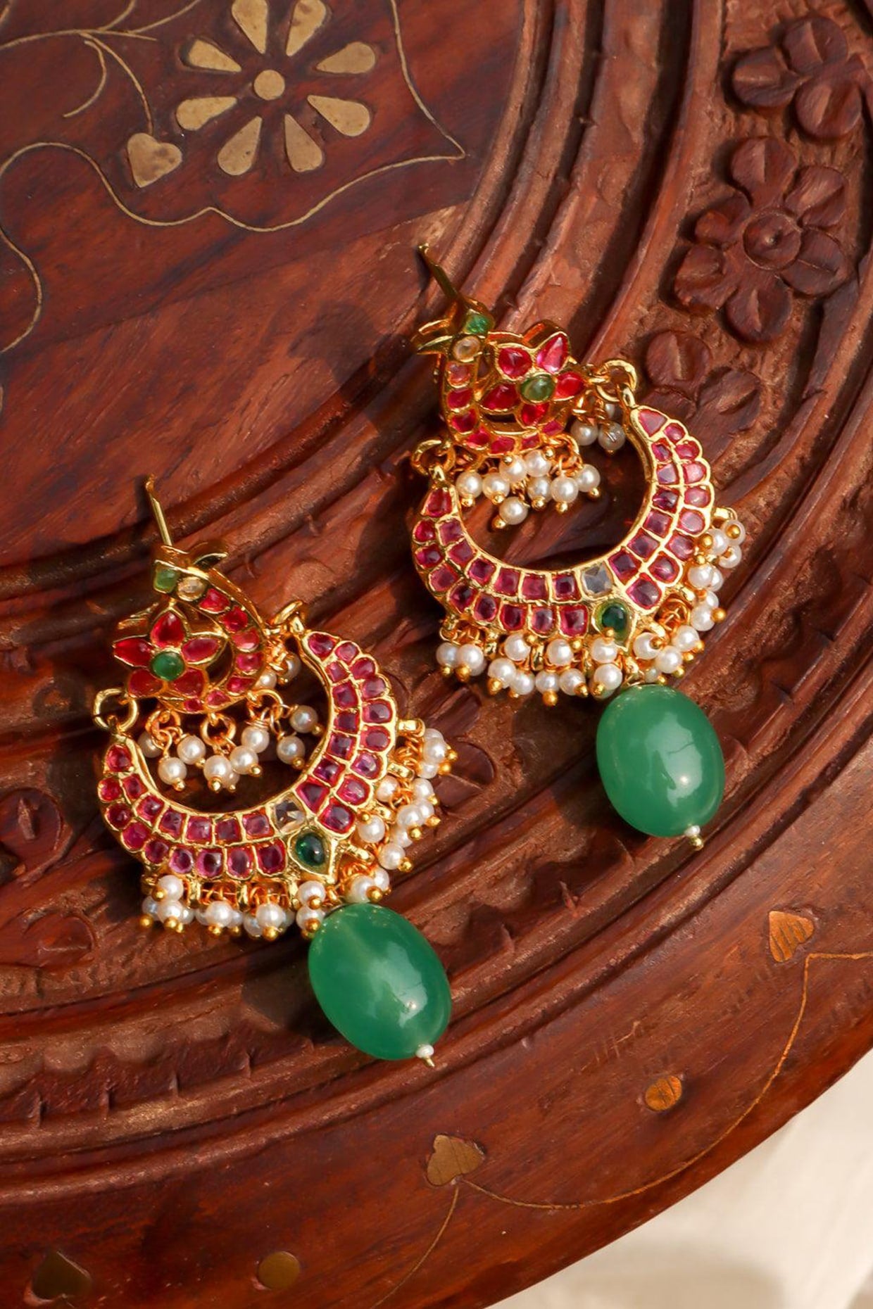 Gold Plated Jadau Kundan Polki & Green Stone Choker Necklace Set